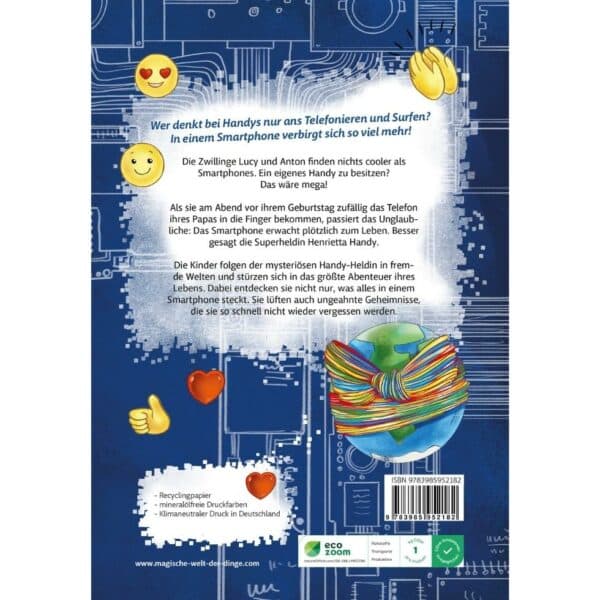 Kinderbuch ab 8 "Das Geheimnis von Henrietta Handy", Backcover mit Klappentext